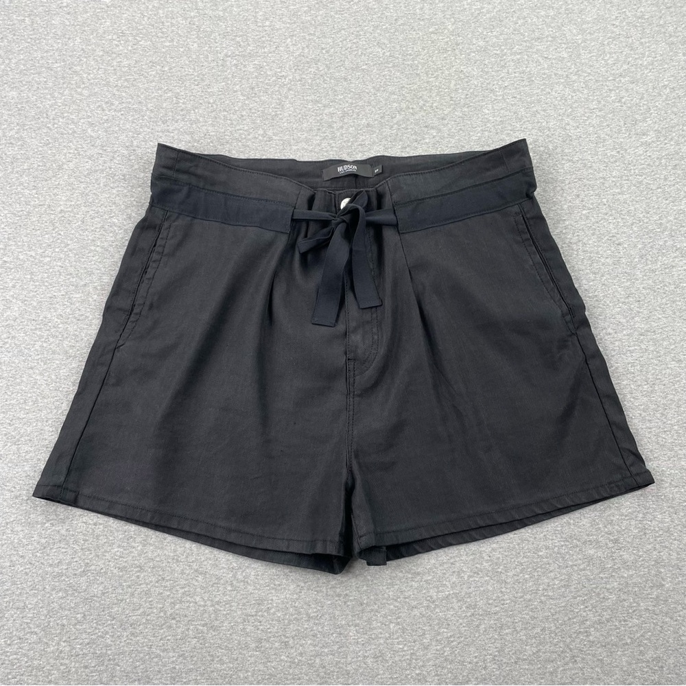 Hudson Jeans Black High-Rise Tie-Waist Shorts